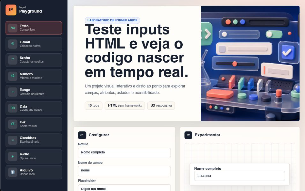 Interface do projeto Input Playground