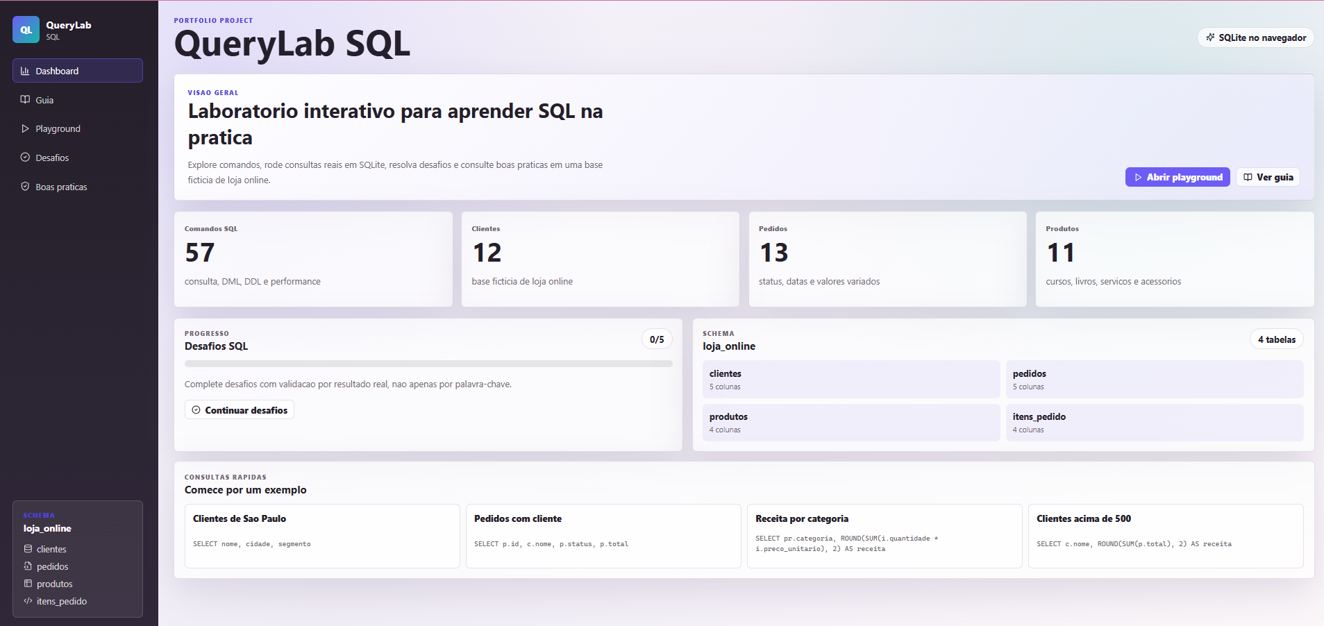 Interface do projeto Query Lab